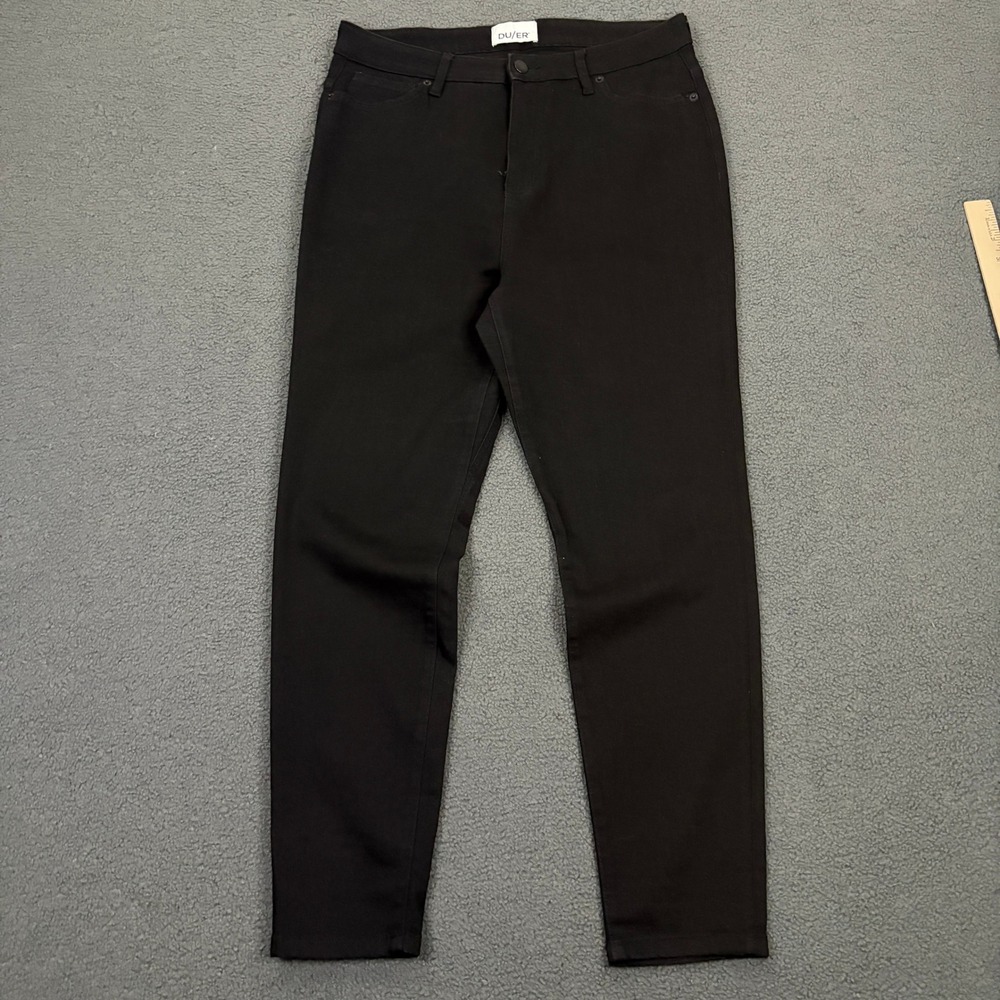 Duer Performance Denim High Rise Skinny Jeans Womens 33x28 Black Stretch Ankle